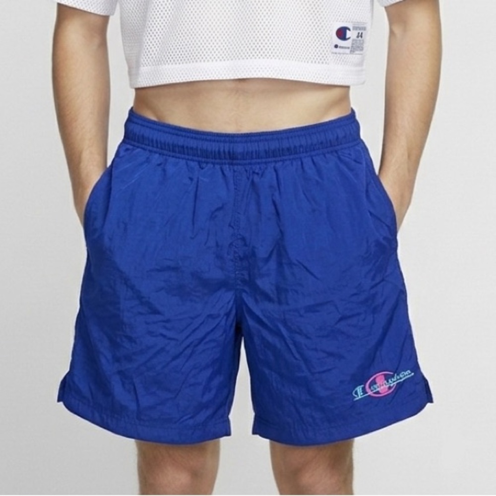 Champion Deep Blue Athletic Shorts with Small Logo